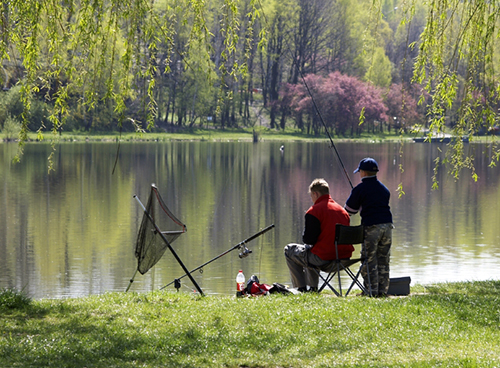 Two people fishing